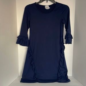 Jenna & Jessie navy blue ruffle dress girls size 12